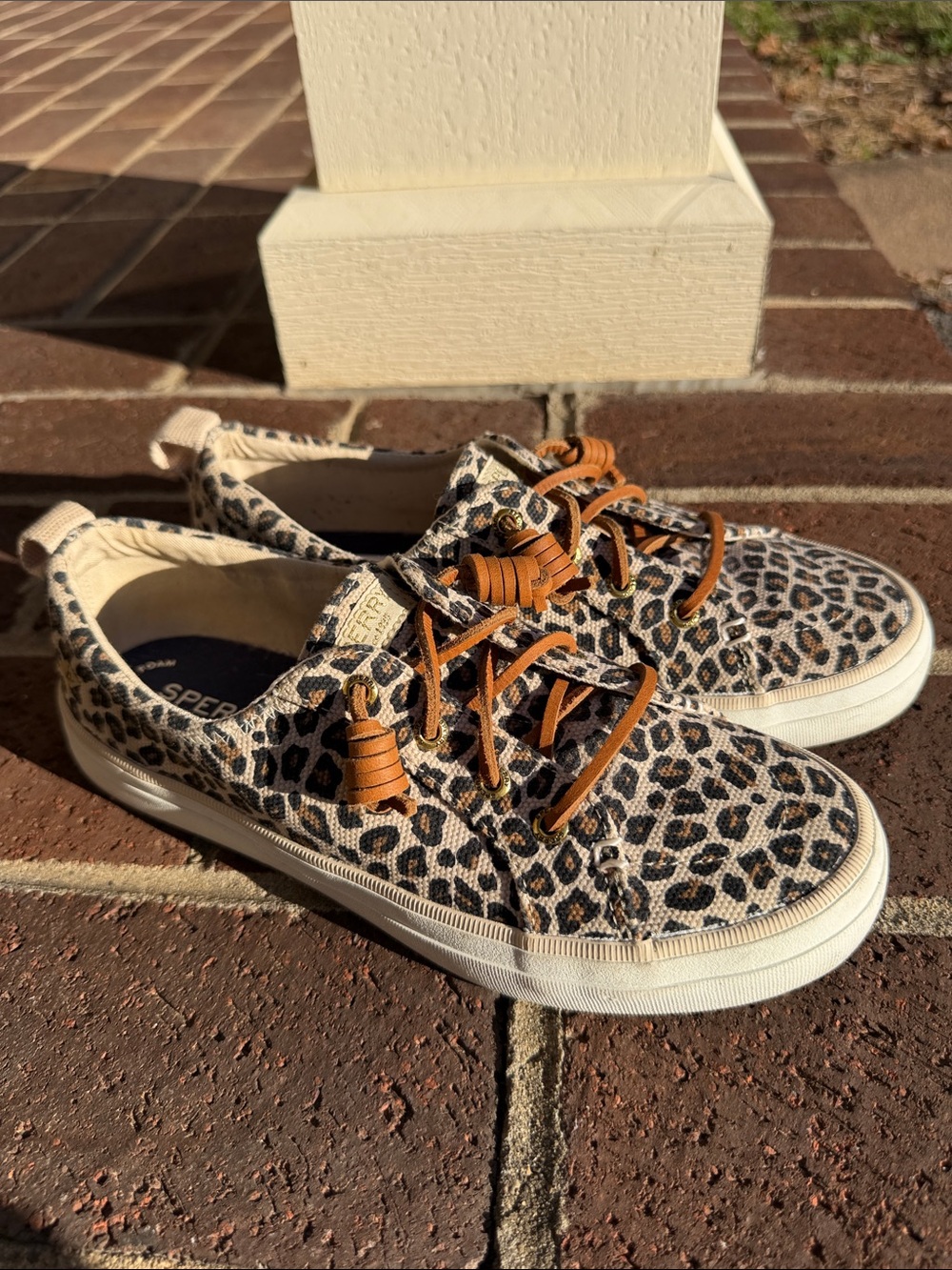 Sperry Men’s Leopard Print Canvas Sneakers with Tan Accents